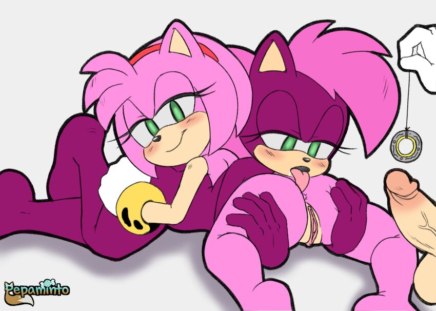 ahegao altered_common_sense amy_rose analingus animal_ears anus ass bare_legs barefoot blush bottomless bracelet drool empty_eyes erection expressionless eyelashes feet femsub furry gloves green_eyes hair_band happy_trance hedgehog_girl long_hair looking_at_viewer lying multiple_girls multiple_subs nude open_mouth pendulum penis pepaminto pink_hair pink_skin purple_skin pussy seductive_smile sex short_hair signature simple_background smile sonia_the_hedgehog sonic_the_hedgehog_(series) symbol_in_eyes tongue tongue_out topless veins white_background