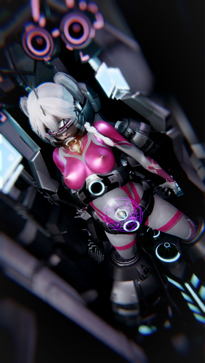 3d bodysuit braid dead_source erect_nipples erect_nipples_under_clothes female_only femsub gag genderswap honey_select_2 navel_penetration personification restrained sex_machine solo tech_control twintails ultraman vaginal visor white_hair zhu_shimo