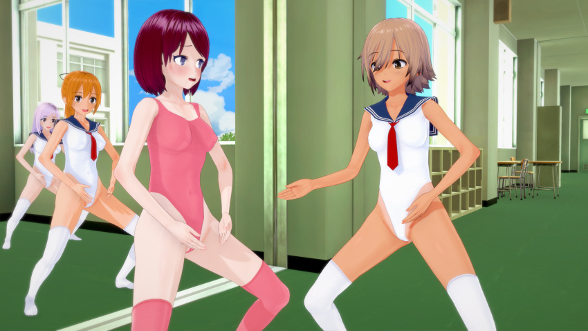 3d body_control femdom femsub haigure haigure_ayami haigure_ayami_(artist) happy_trance leotard multiple_girls multiple_subs original school_uniform swimsuit unhappy_trance