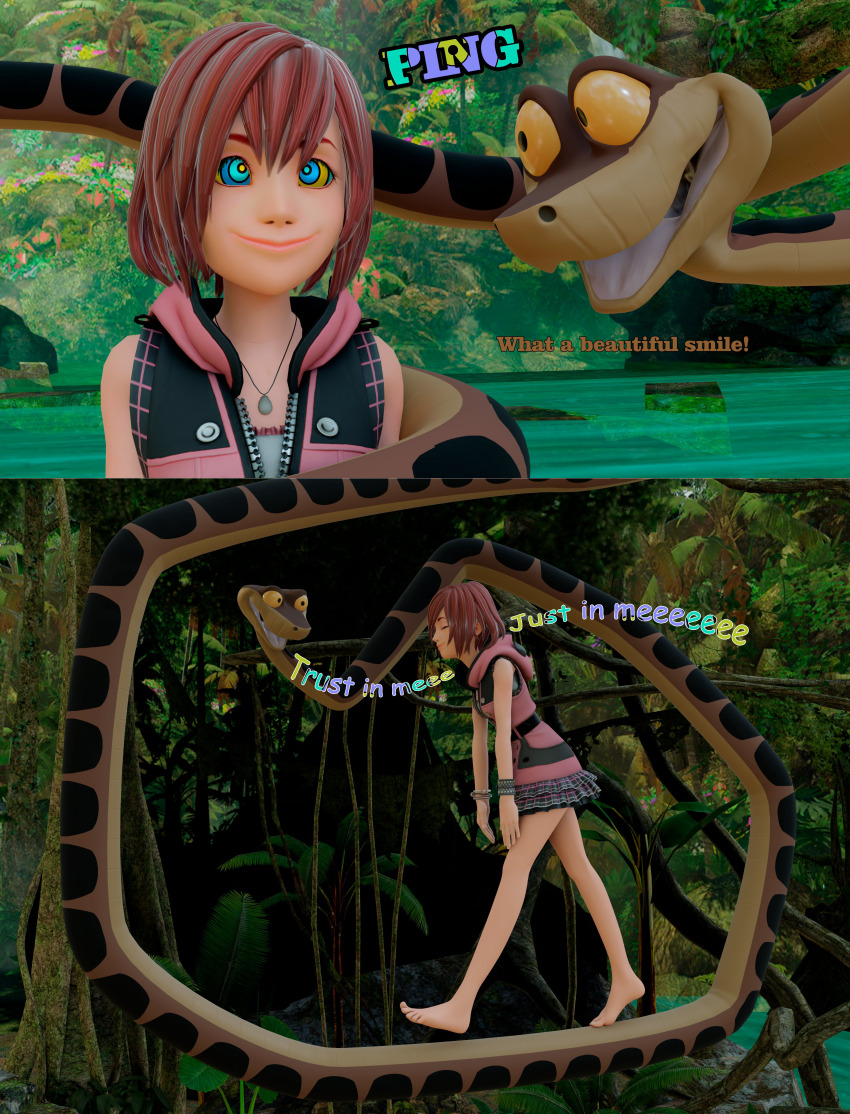3d barefoot coil_loop_walk coils dialogue disney femsub happy_trance hypno_ninja jungle kaa kaa_eyes kairi kingdom_hearts maledom ping red_hair short_hair short_skirt sleepwalking smile tagme text the_jungle_book