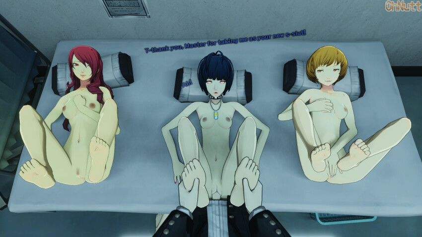 3d breasts chie_satonaka femsub foot_focus maledom mitsuru_kirijo multiple_girls multiple_subs nipples nude ohnutt persona_(series) persona_3 persona_4 shido_masayoshi tae_takemi vaginal yukari_takeba