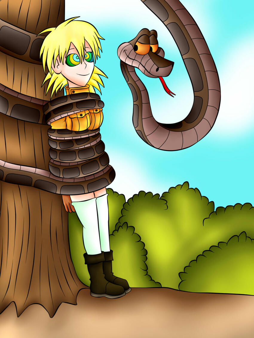 blonde_hair disney happy_trance hellsing jerrydestrtoyer kaa kaa_eyes seras_victoria short_hair snake tagme the_jungle_book