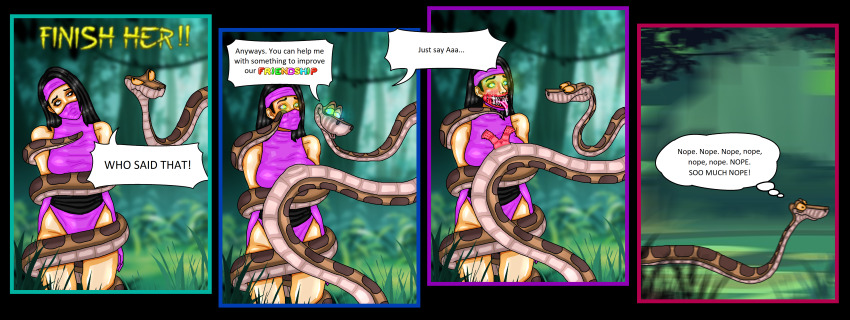 bandana blush coils disney drool english_text humor kaa kaa_eyes mask mileena mortal_kombat mspainter sharp_teeth snake_penis speech_bubble the_jungle_book tongue_out