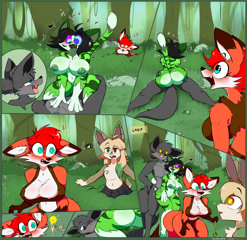 ass ass_grab ass_rub blush bouncing_breasts breasts cat_girl comic confused davidthewolfx10 davilling_(davidthewolfx10) drool femsub feng_(twilightzephyr) fox_girl furry green_skin grey_skin heterochromia hypnotic_eyes janneth_(davidthewolfx10) jungle kaa_eyes maledom malesub nipples nude orange_skin original red_hair ring_eyes sex sex_toy spiral_eyes talamh_(twilightzephyr) tongue tongue_out wolf_boy