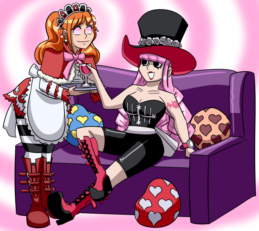 femdom femsub happy_trance maggotmike maid nami_(one_piece) one_piece perona spiral_eyes