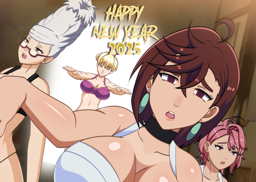 aira_shiratori alien alien_girl antenna_(biology) blonde_hair bra brown_hair choker dandadan dlobo777 earrings english_text female_only femsub glasses grandmother_and_granddaughter long_hair milf momo_ayase multiple_girls multiple_subs new_years orange_eyes panties pink_hair preview seiko_ayase short_hair text underwear vamola_(dandadan) white_hair yellow_eyes zombie_walk