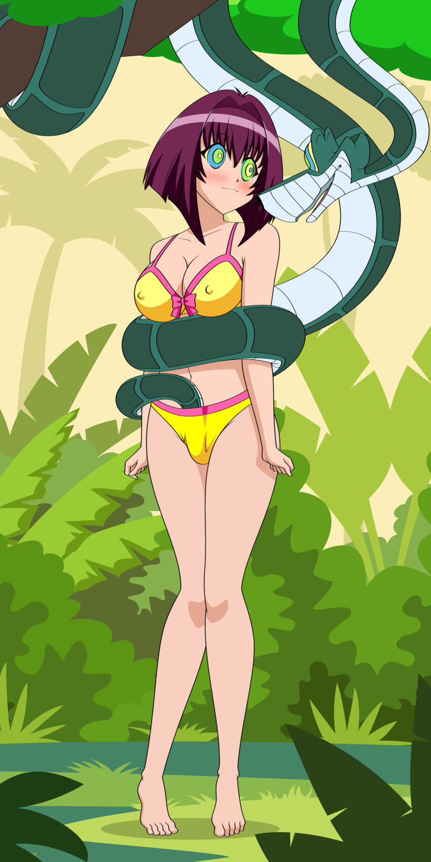 bikini chibi_vampire cleavage coils crotch_rub disney erect_nipples happy_trance jimryu kaa kaa_eyes karin_maaka large_breasts snake the_jungle_book vampire
