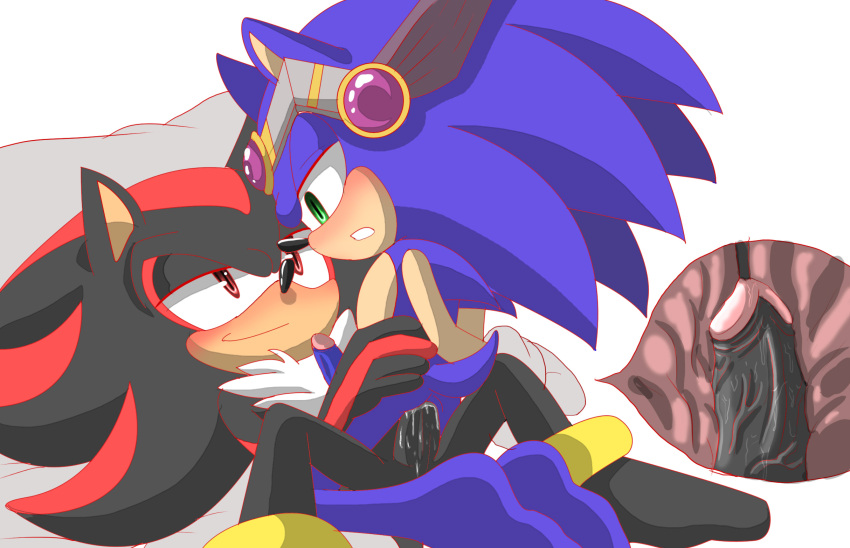 anal angelofhapiness black_hair blue_hair blush cum cum_in_ass empty_eyes furry hedgehog_boy male_only maledom malesub multicolored_hair penis red_hair sex shadow_the_hedgehog short_hair sonic_the_hedgehog sonic_the_hedgehog_(series) tech_control yaoi