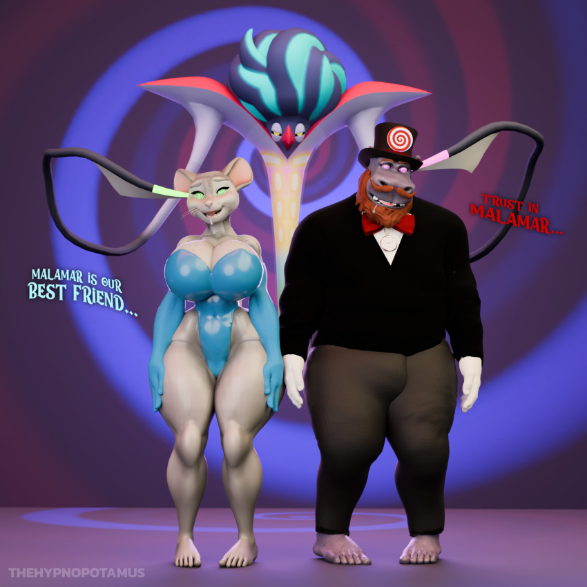 3d animal_ears barefoot beard bow_tie bulge drool femsub furry green_eyes happy_trance harry_hippo_(hypnopotamus) hippo_boy large_breasts latex malamar malesub mega_malamar mesmer_mouse_(hypnopotamus) mouse_girl multiple_subs nintendo open_mouth original pokemon pokemon_(creature) smile spiral_background spiral_eyes tentacles thehypnopotamus top_hat watermark