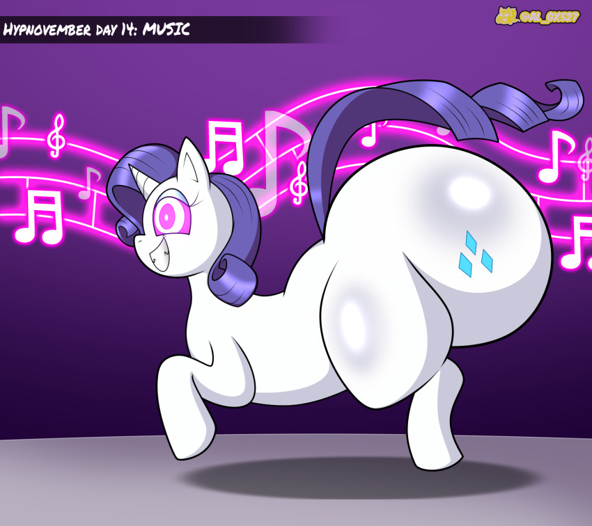 al_gx all_fours animals_only ass curly_hair furry glowing glowing_eyes happy_trance horns horse huge_ass hypnotic_audio hypnotic_music hypnotized_walking hypnovember long_hair magic music my_little_pony purple_hair rarity ring_eyes unicorn