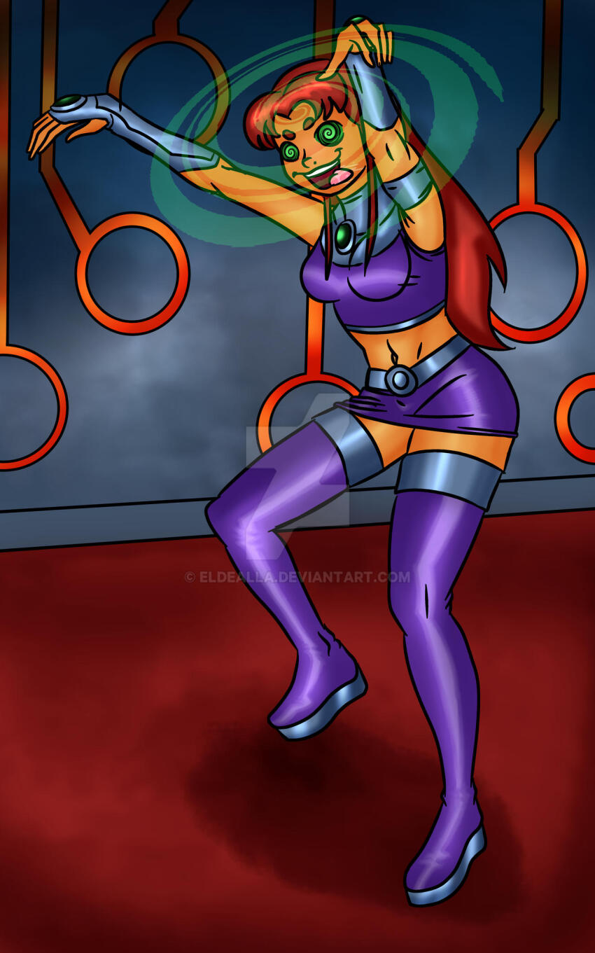 dc_comics eldealla femsub happy_trance posing spiral spiral_eyes starfire tagme teen_titans tongue tongue_out