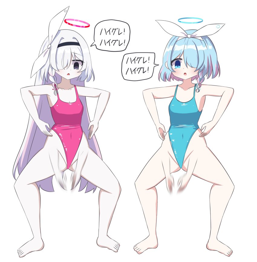 arona_(blue_archive) blue_archive haigure loli plana_(blue_archive) skmzcr swimsuit