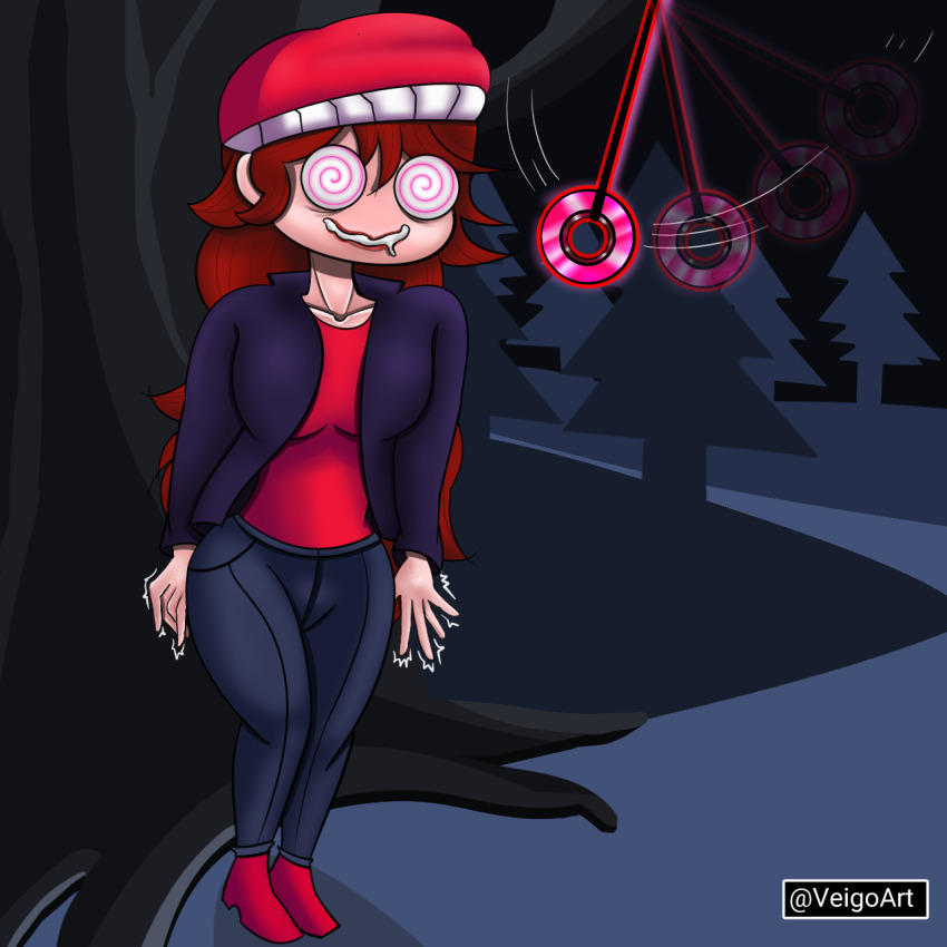 clothed confused friday_night_funkin&#039; girlfriend_(friday_night_funkin&#039;) lullaby_girlfriend pendulum spiral_eyes veigoarts