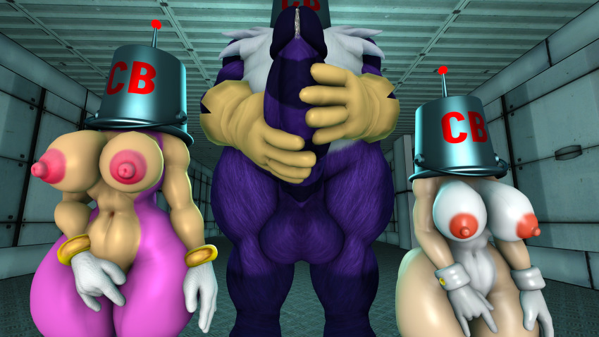 3d amy_rose balls big_the_cat bucket_helmet cream_the_rabbit drone erection femsub fingering furry gloves handjob helmet hypnotic_accessory malesub masturbation nude penis sonic_the_hedgehog_(series) source_filmmaker spongebob_squarepants_(series) standing supaphreak tech_control