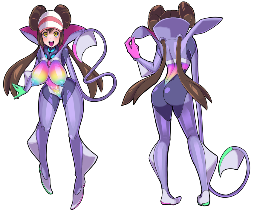 ass blush bodysuit breasts brown_hair collar erect_nipples female_only femsub gloves hair_buns happy_trance hat huge_breasts kitassie leotard long_hair malamar_outfit multiple_views nintendo open_mouth pokemon pokemon_black_and_white_2 rosa_(pokemon) smile swimsuit tentacles thighhighs twintails