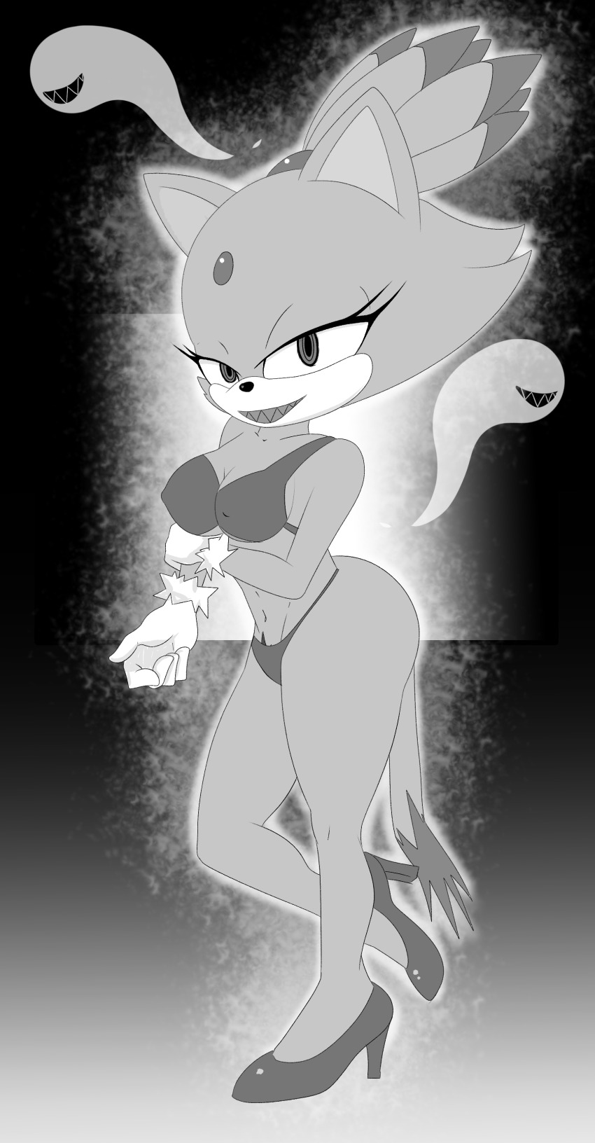 alternate_costume aura bikini blaze_the_cat boom_boo breasts cat_ears cat_girl cat_tail cleavage femsub furry ghost gloves happy_trance high_heels legs_up looking_at_viewer mashmash possession smile sonic_the_hedgehog_(series) standing