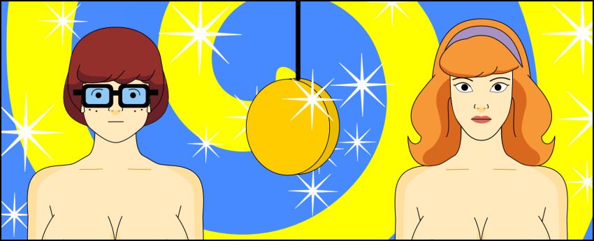 daphne_blake empty_eyes expressionless femsub glasses large_breasts multiple_subs nabs001 nude pendulum scooby-doo_(series) velma_dinkley