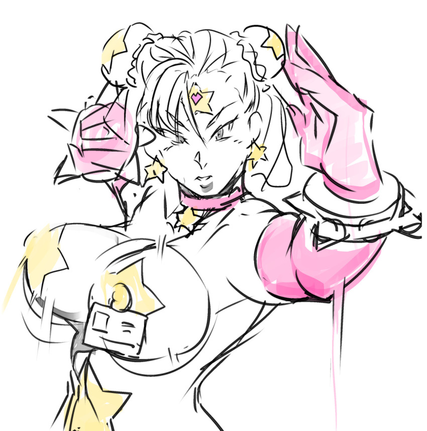 angry black_eyes bouncing_breasts bracelet breasts capcom chun-li collar earrings erect_nipples female_only femsub hair_buns hair_ornament heart huge_breasts id_card oppaotintin pasties short_hair sketch solo star_pasties street_fighter unhappy_trance wrist_band