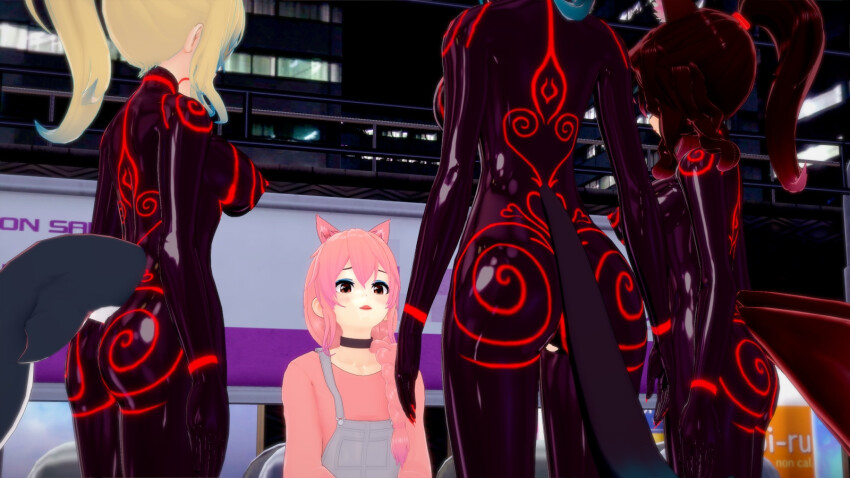 blake_(blakiee) cat_ears crimson_lullaby dronification jamie_(blakiee) latex liz_(blakiee) milena milena_(milena) pink_hair tagme