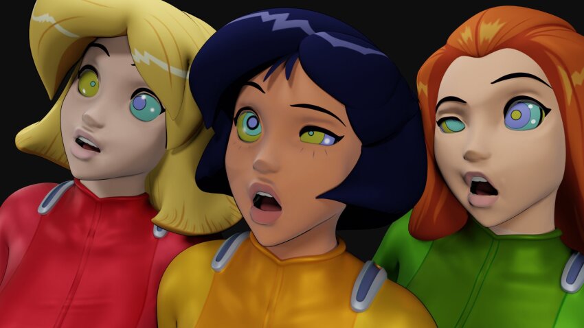 alex black_hair blonde_hair clover eh kaa_eyes long_hair open_mouth orange_hair sam totally_spies