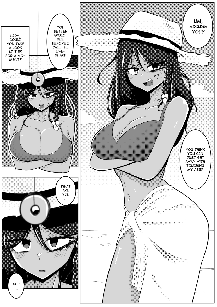 abs angry arbrebonk ass bare_shoulders beach bikini bikini_top black_hair blush bottomless braid breast_grab breasts cleavage coin crossed_arms crossed_eyes cum cum_in_mouth dark_skin drool empty_eyes expressionless fellatio femsub finger_in_mouth groping hat instant_loss large_ass large_breasts latina liz_(mind_and_magic) maledom mind_and_magic monochrome nipples open_mouth oral outdoors pendulum penis pussy spiral_eyes symbol_in_eyes text tongue tongue_out topless undressing