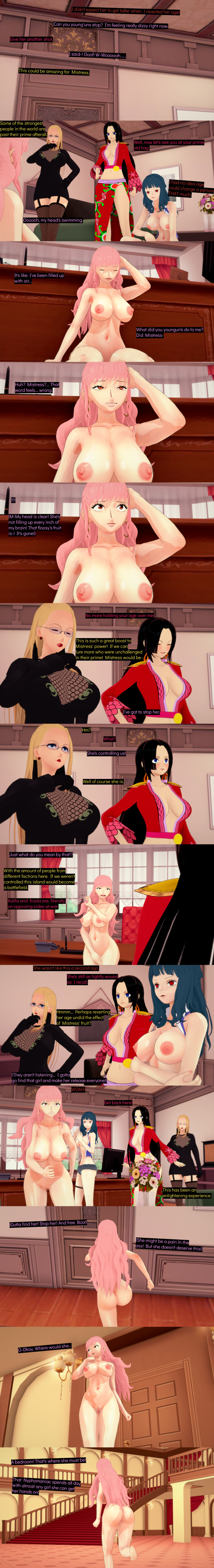 3d absurdres age_regression ain_(one_piece) aware black_hair blonde_hair blue_eyes boa_hancock breasts brown_eyes censored closed_eyes clothed confused cyanstargazer dialogue english_text female_only femsub glasses gloriosa_(one_piece) kalifa_(one_piece) long_hair multiple_girls multiple_subs nipples nude one_piece pink_hair pussy red_eyes short_hair text trance_break