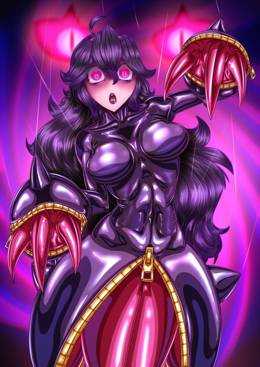 banette bodysuit breasts drool femsub hex_maniac long_hair mrbones2210 nintendo open_mouth pokemon pokemon_(creature) possession puppet puppetization purple_eyes purple_hair very_long_hair zipper