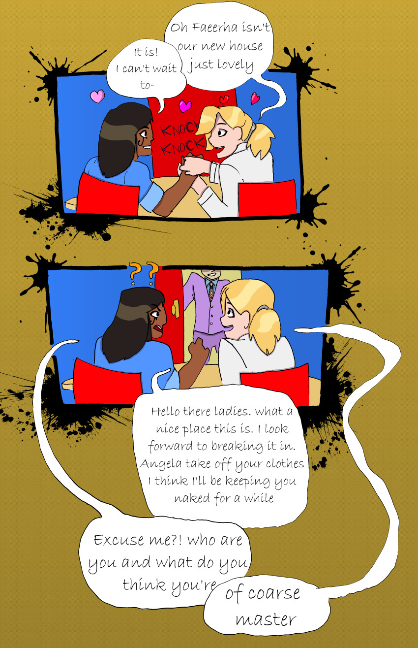 absurdres blonde_hair brown_hair comic dark_skin dialogue femsub lab_coat light_skin mercy overwatch pharah simple_background tcross_(manipper) text unlikely