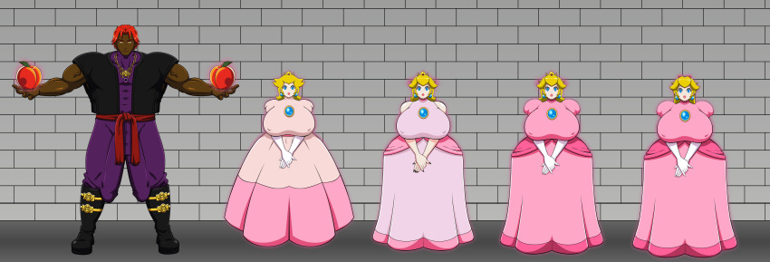 ale-mangekyo bangs blonde_hair blue_hair breasts cleavage crown earrings empty_eyes expressionless femsub henry_d._damien_(shadowprince50) huge_breasts hyper_breasts lipstick long_hair maledom multiple_girls multiple_persona multiple_subs nintendo original ponytail princess_peach princess_peach_showtime smile super_mario_bros.