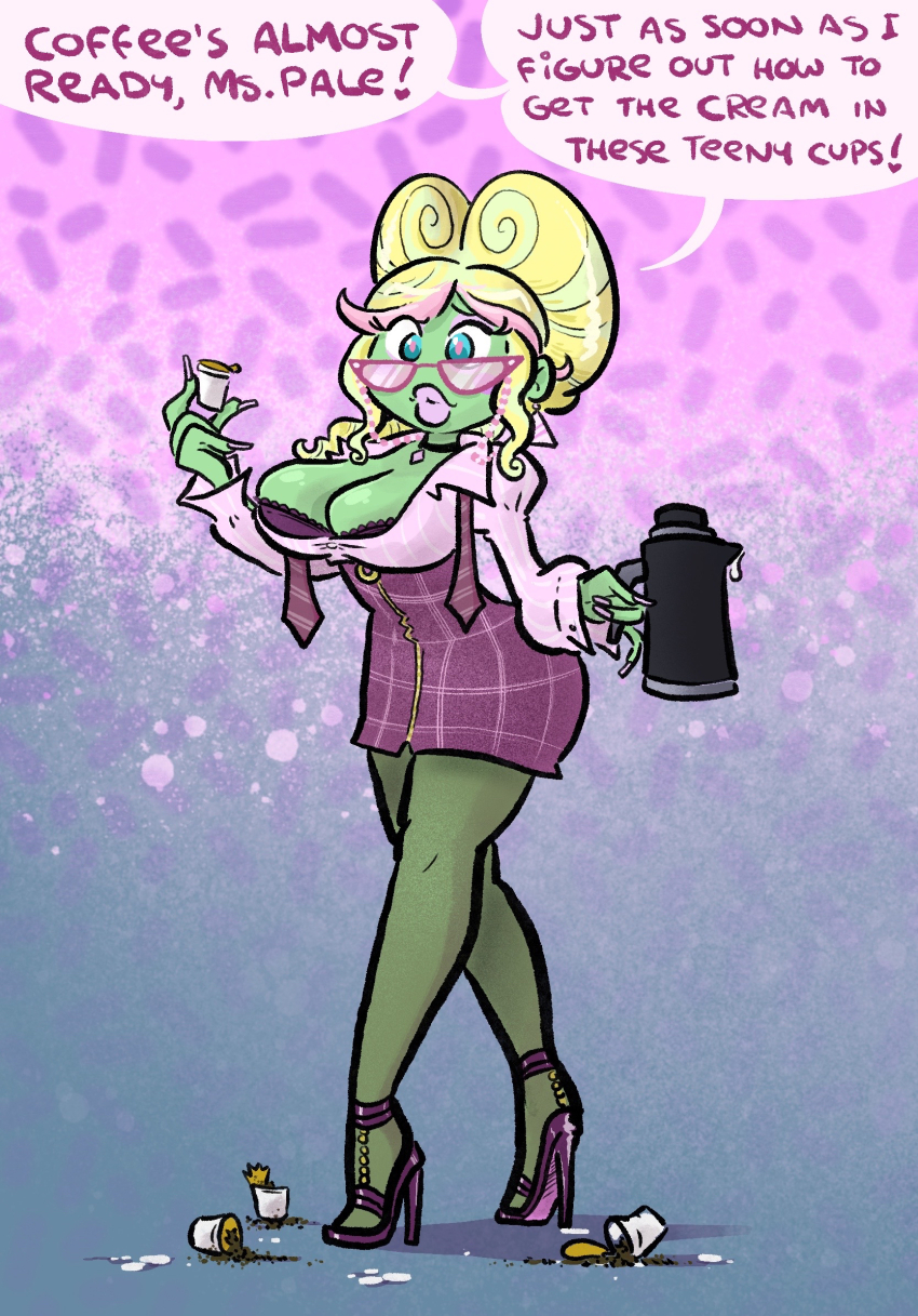 bimbofication brain_drain female_only femsub high_heels large_breasts makeup mr-dna office_lady original