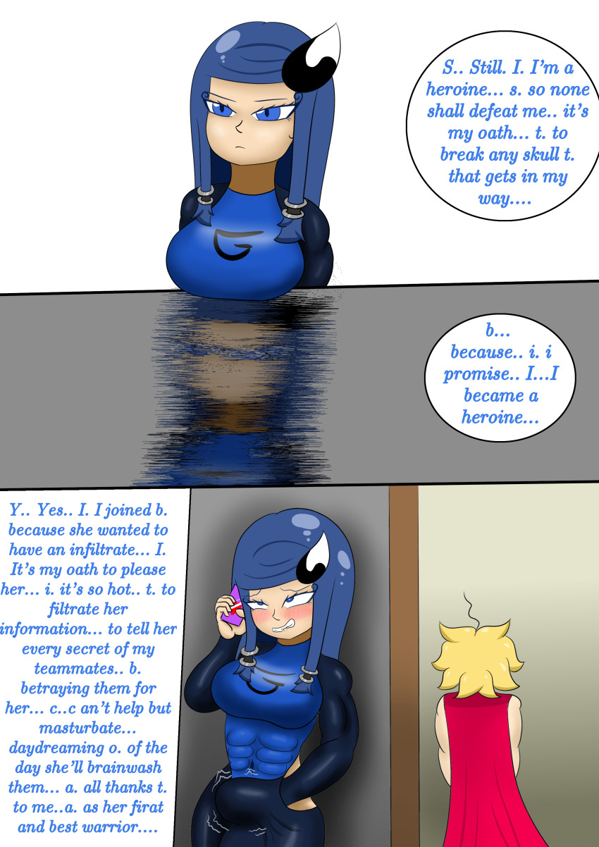 abs azure_blade blue_eyes blue_hair corruption masturbation masturbation_command onorgasmic sunny_breeze_(onorgasmic)