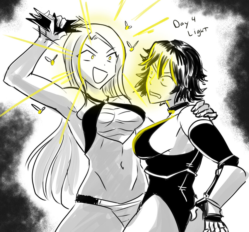 armpits ass bikini black_hair bra bracers character_request choker collarbone evil_smile female_only femdom femsub fingerless_gloves glasses gloves glowing_eyes grey_background hypnotic_light hypnovember insect large_breasts legs leotard long_hair majinsfw navel panties short_hair sideboob smile sunglasses yellow_eyes