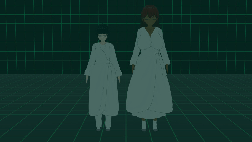 3d age_difference blender closed_eyes clothed dark_skin dress femboy femsub freckles glasses grey_hair happy_trance huge_breasts joshua_gray_(mintyboi) koikatsu! light_skin long_hair malesub mind_break mintyboi nail_polish nightgown pajamas pants red_hair robe samantha_hubbard_(mintyboi) short_hair size_difference smile socks standing thick_thighs thighs wide_hips