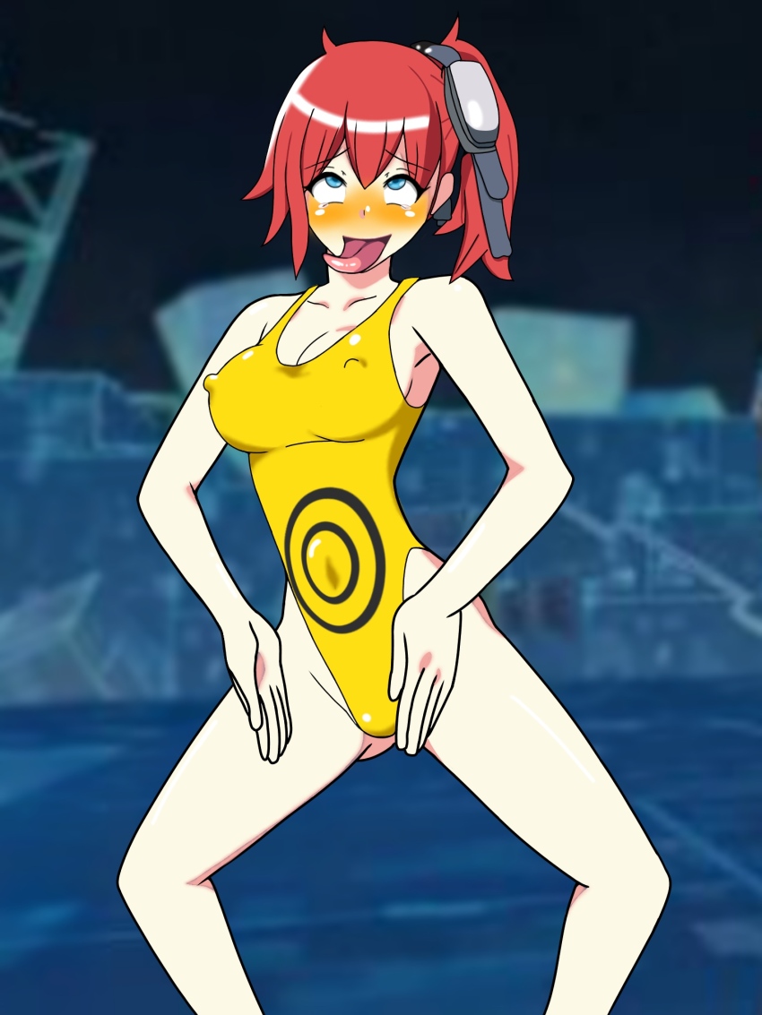 (mani)_ackman ami_aiba body_control digimon digimon_story_cyber_sleuth femsub haigure happy_trance leotard red_hair swimsuit tongue_out