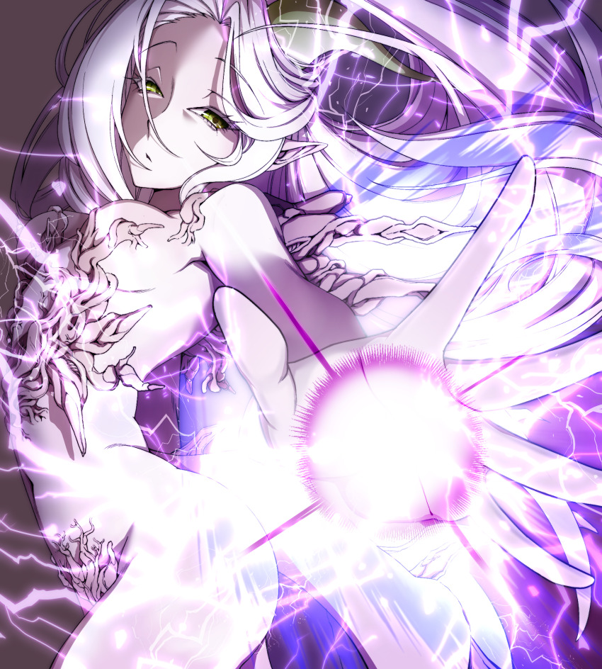 alternate_form alternate_hair_color bare_shoulders blue_hair breasts corruption dream_devil femsub fusion hitomi_misan horns large_breasts long_hair looking_at_viewer magic muse_claudia_claudius orb possession purple_hair romancing_saga romancing_saga_3 square_enix thighs yellow_eyes