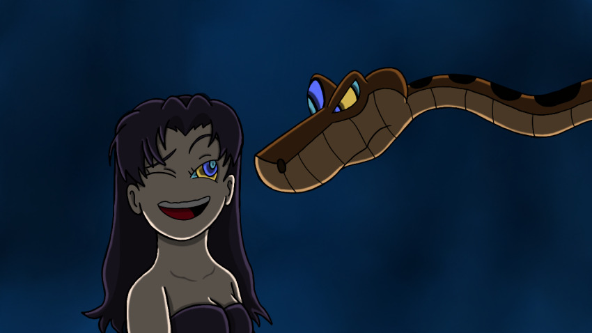artist_request disney femsub kaa kaa_eyes long_hair maledom misato_katsuragi neon_genesis_evangelion purple_hair resisting snake the_jungle_book