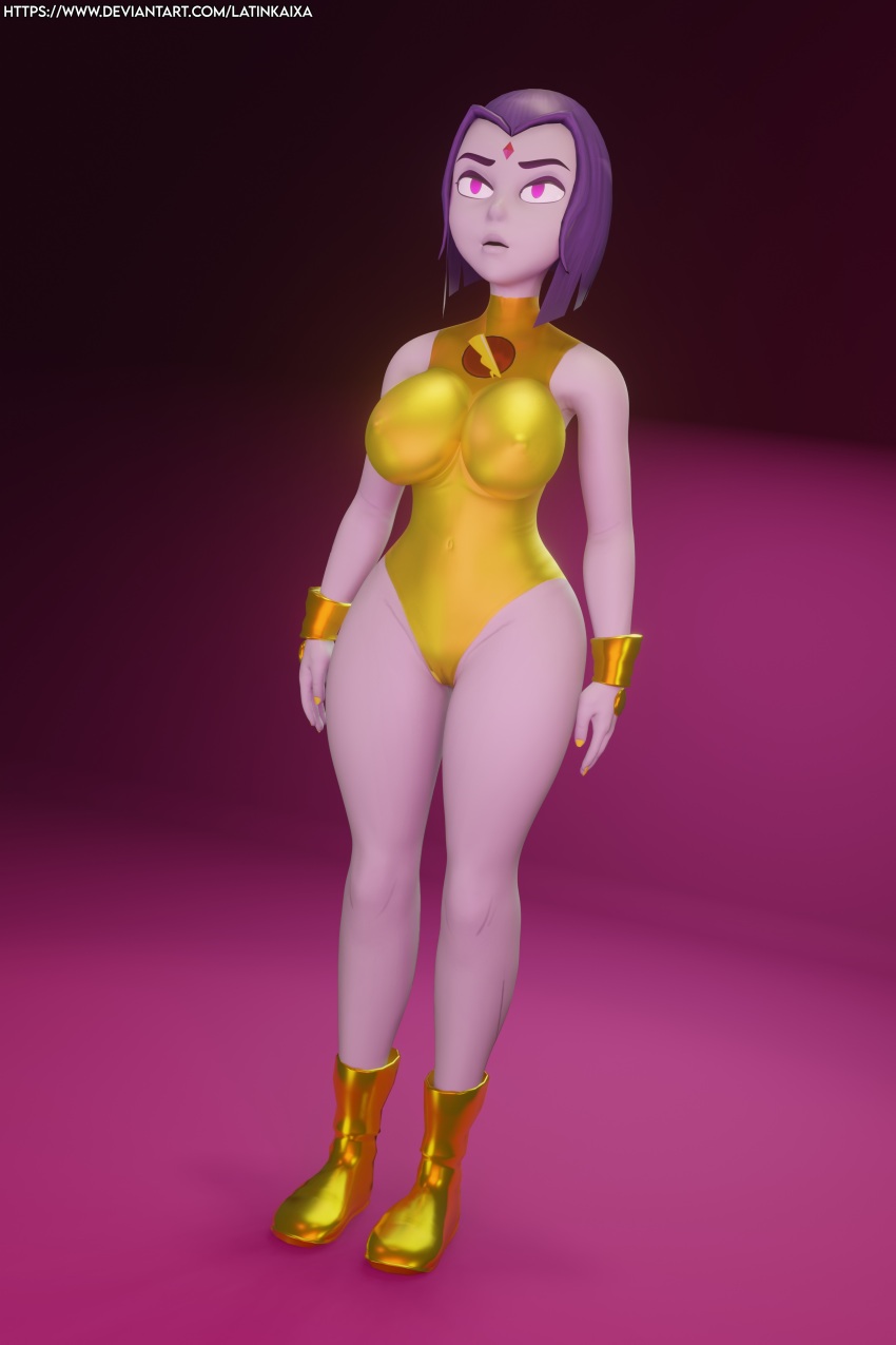 3d alternate_costume dc_comics empty_eyes femsub grey_skin lady_legasus large_breasts latinkaixa raven short_hair teen_titans