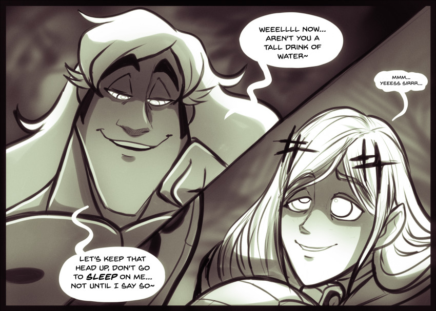 comic flashy_flash geekgirl8 greyscale happy_trance hypnotic_eyes kenneth_(geekgirl8) long_hair maledom malesub monochrome one_punch_man original ring_eyes sleep_command sleepy smile text