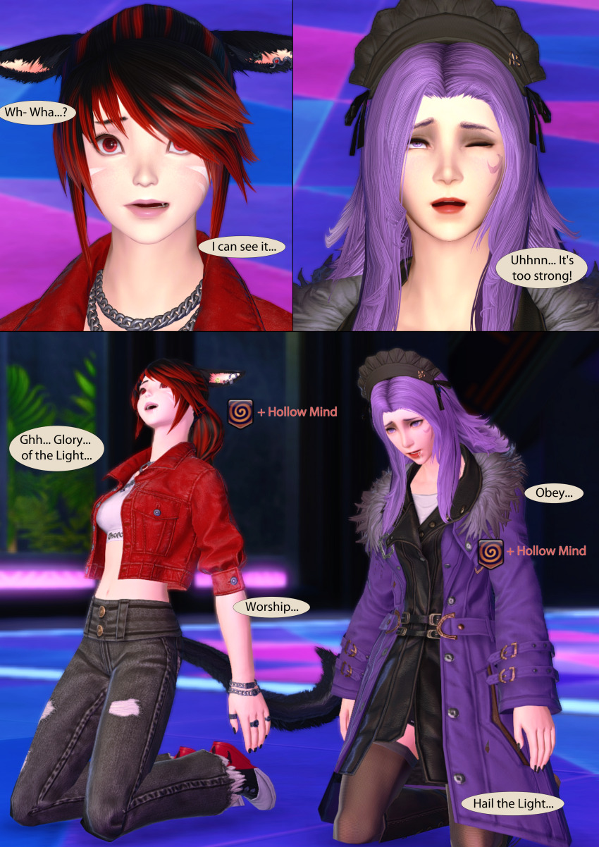 3d comic drool empty_eyes female_only final_fantasy final_fantasy_xiv gameplay_mechanics pink_hair rosera