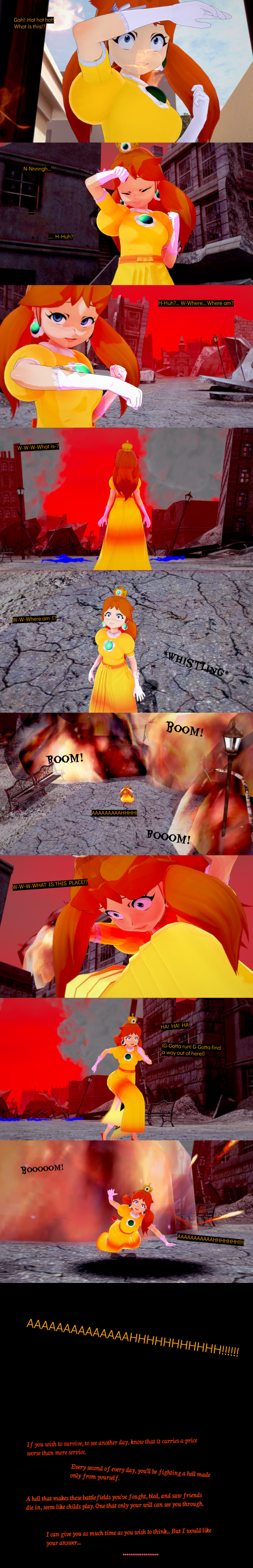 absurdres aware blue_eyes brown_hair closed_eyes confused crown cyanstargazer dialogue earrings english_text female_only gloves long_hair nintendo opera_gloves princess princess_daisy royalty scared solo super_mario_bros. super_smash_bros. text