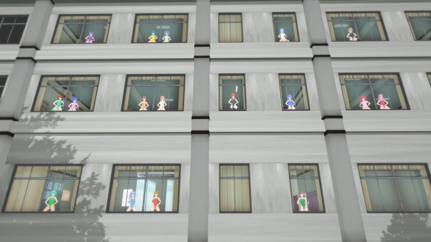 3d body_control brown_hair femdom femsub haigure haigure_ayami haigure_ayami_(artist) happy_trance leotard multiple_girls multiple_subs original