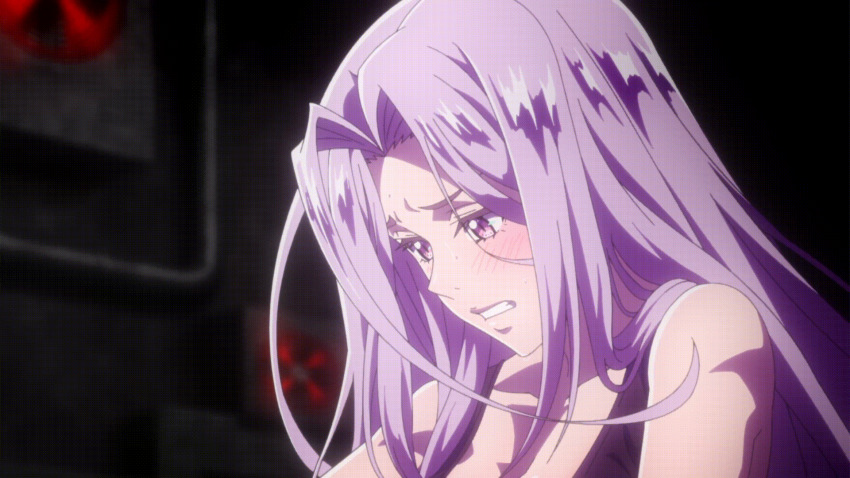 animated animated_gif aware blush body_control breasts embarrassed female_only femsub fuuto_pi humiliation kamen_rider long_hair midriff official purple_eyes purple_hair shirt_lift tokime(fuuto_pi) undressing unhappy_trance