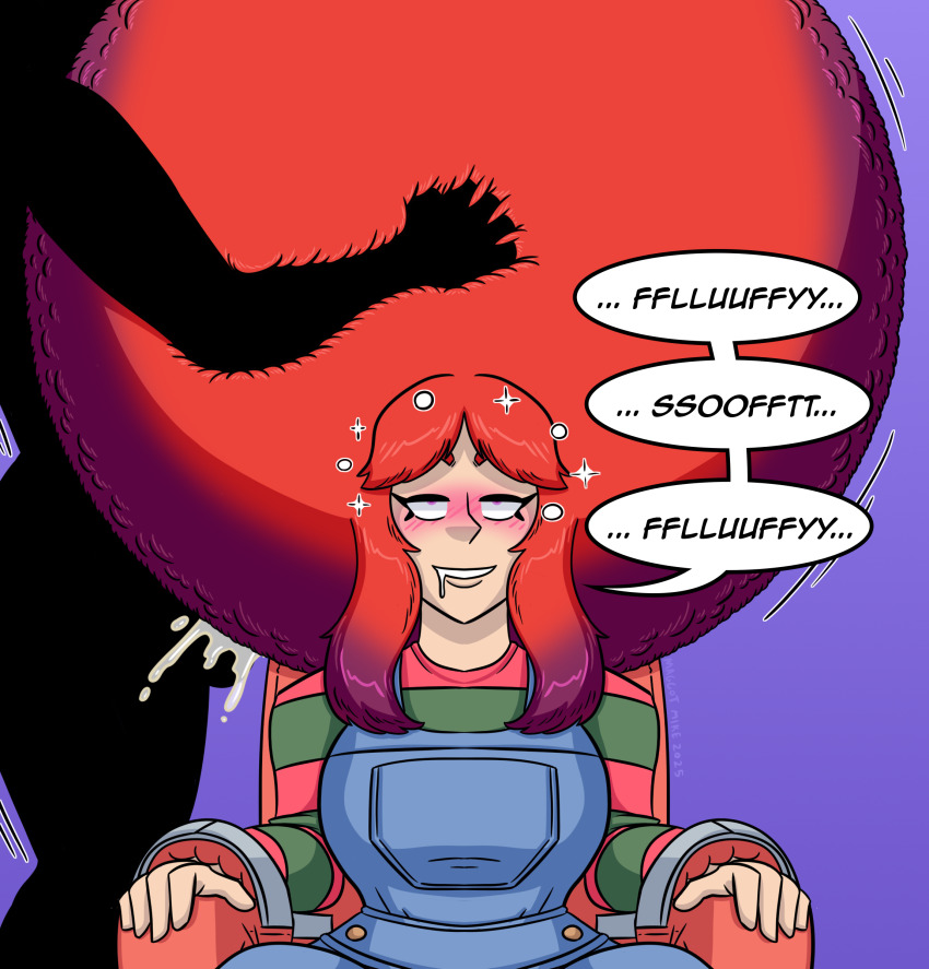 afro blush brain_drain character_request clothed_sex cum dialogue drool eye_roll faceless_male female_only femdom femsub futadom gradient_background hair_growth hairjob heavy_eyelids maggotmike mantra multicolored_hair pink_eyes restrained sequence sex shirt sitting sparkle speech_bubble suspenders text very_long_hair