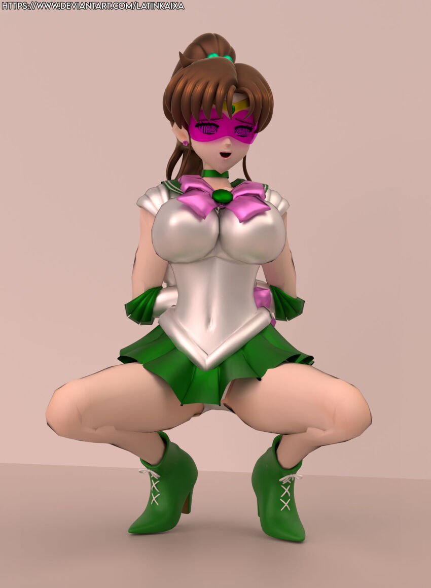 3d brown_hair femsub happy_trance large_breasts latinkaixa long_hair sailor_jupiter sailor_moon_(series) spiral_eyes spread_legs squatting tagme tech_control visor