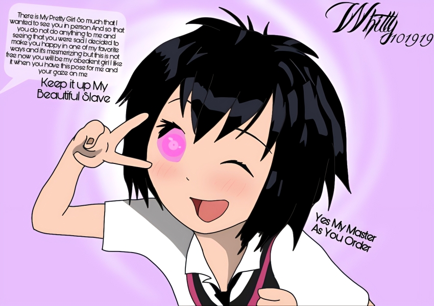 black_hair dialogue femsub happy_trance lilly41944 loli marvel_comics peni_parker spider-man_(series) text