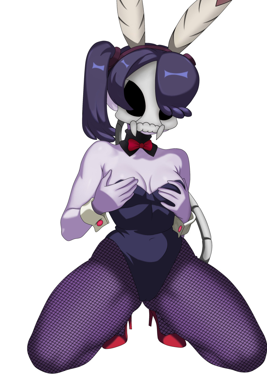 blue_skin bunnysuit corruption llhazamall skullgirls squigly_(skullgirls) zombie