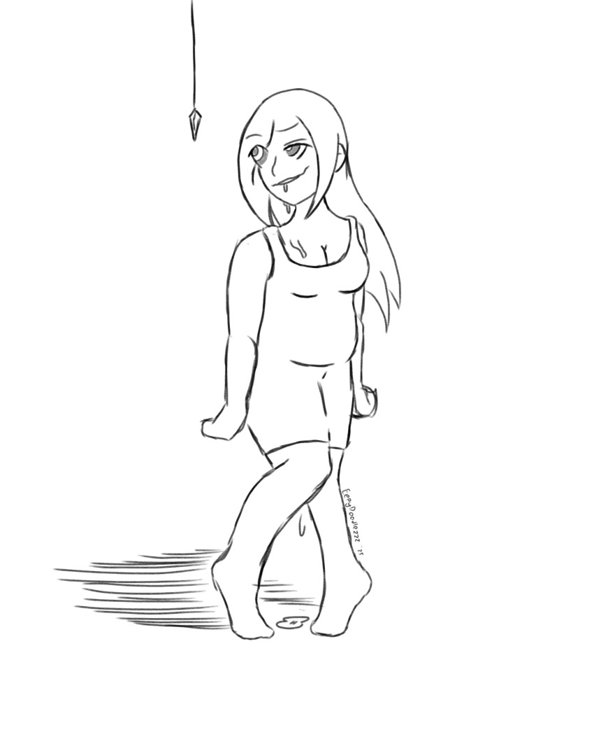 cleavage clothed drool eepydoodlezzz femsub happy_trance kaa_eyes large_breasts long_hair original pendulum pussy_juice resisting sketch