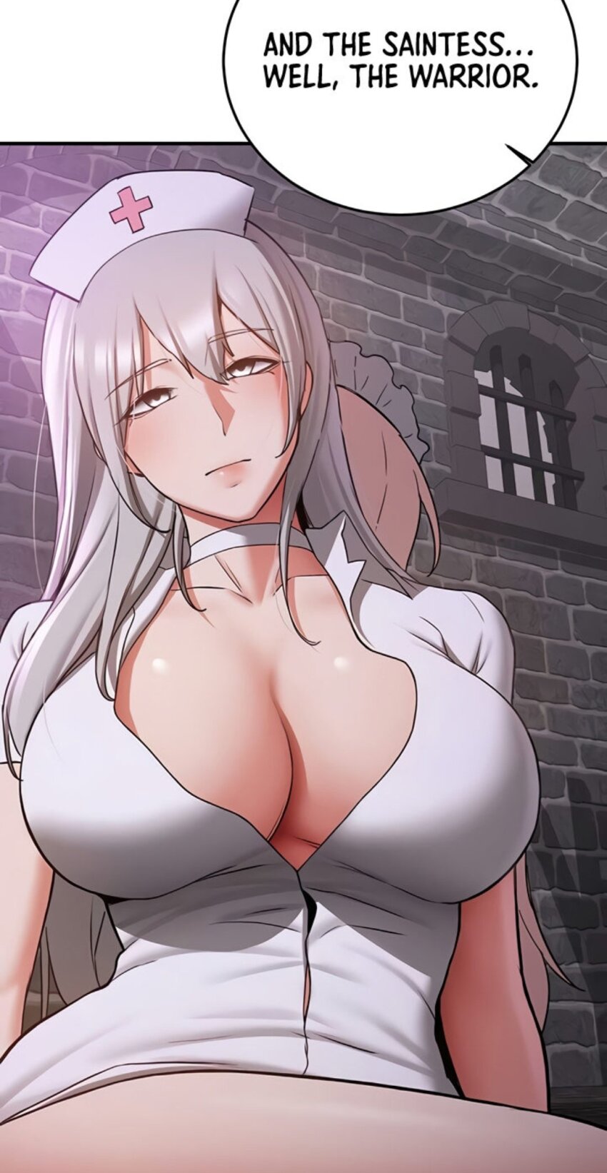 color empty_eyes expressionless femsub grey_hair huge_breasts long_hair maledom nurse screenshot tagme translated your_girlfriend_was_amazing