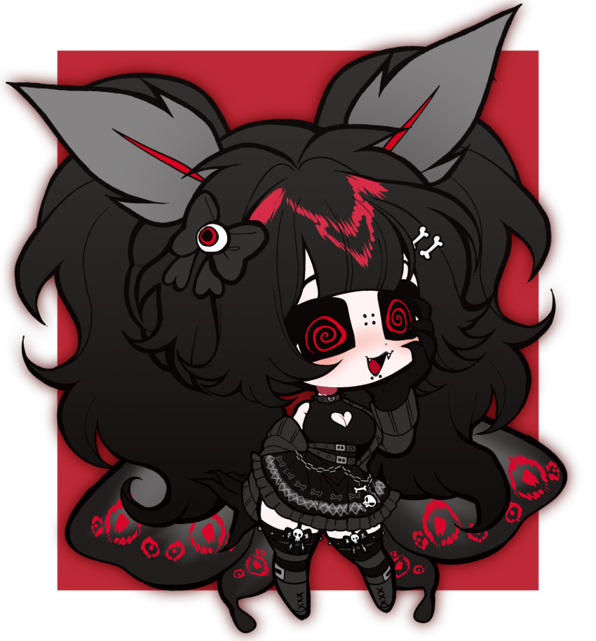 antenna_(biology) chibi dreamalgia femsub goth monster_girl moth_girl original solo spiral_eyes wings