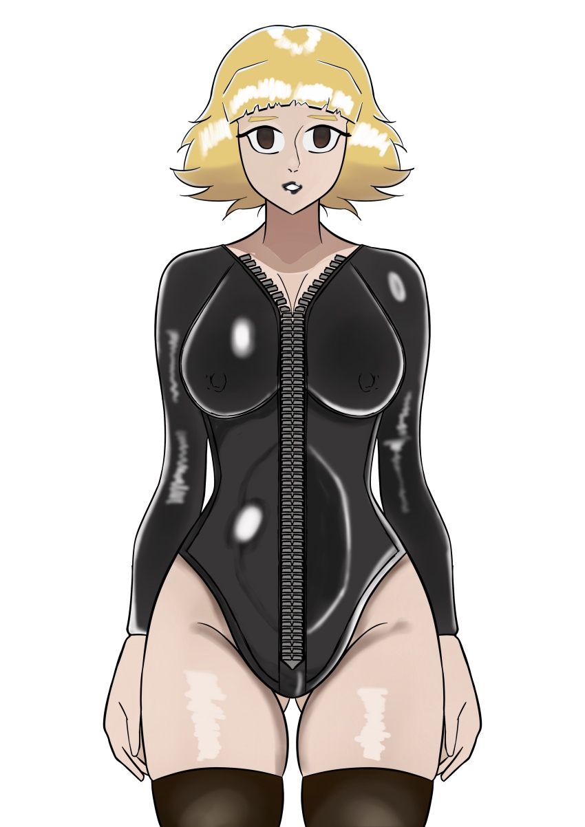 blonde_hair femsub latex tagme thighhighs tokyoplayer white_background zipper